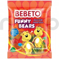 پاستیل خرسی ببتو همراه با آبمیوه 80 گرمی  Bebeto Funny Bears Jelly Gum with Real Fruit Juice 80 Gr