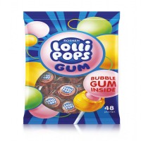 آبنبات چوبی لولی پاپس نوشابه ای با آدامس روشن بسته 48 تایی Lolli Pops Roshen