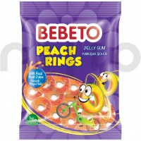 پاستیل شکری حلقه های هلو ببتو همراه با آبمیوه 80 گرمی  Bebeto Peach Rings