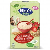 سرلاک شیر و توت فرنگی و تمشک و جو هیرو بیبی وزن 200 گرم Hero baby
