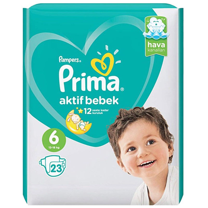 پوشک پریما مدل aktif سایز 6 بسته 23 عددی Prima